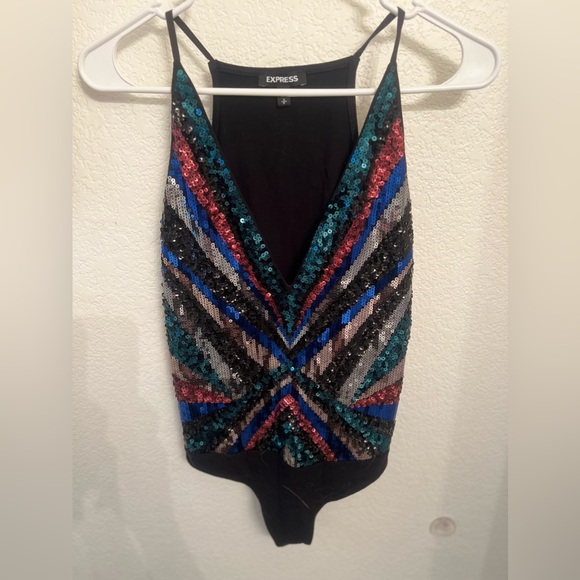 Sequin Bodysuit- From Express- Multicolor - Picture 3 of 6